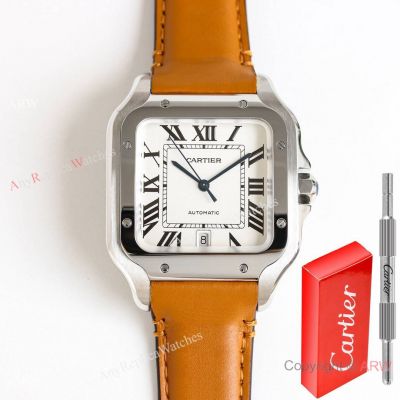 TW Factory 1-1 Copy Santos Cartier 39.8mm Men's Silvered Opaline Face Upgrade Clasp